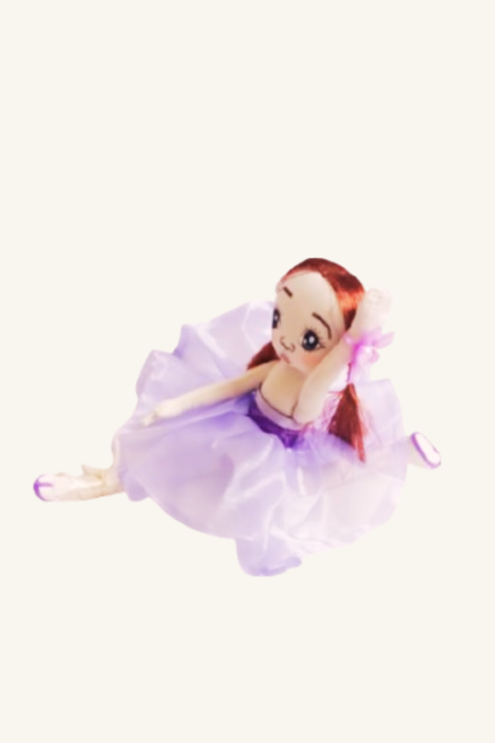 Handmade Textile Ballerina Doll – Purple Chiffon Dress, Moveable Arms & Legs