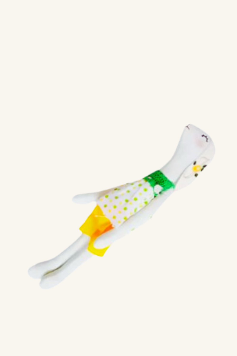 Handmade Stuffed Bunny Doll – 17.7" Personalized Tilda-Style Rag Doll with Hand Embroidered Details