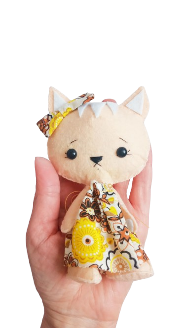 Moveable felt cat doll arms and legs – handmade toy