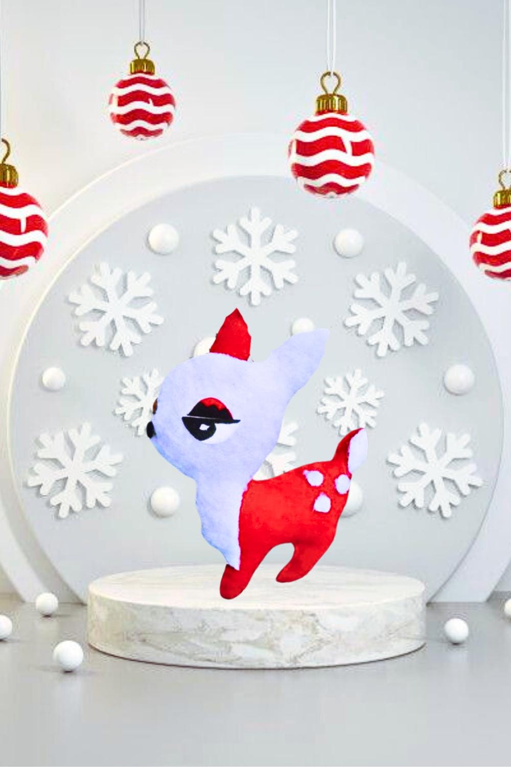 DIY Felt Deer Sewing Pattern - Mini Christmas Rag Doll Ornament - Digital Holiday Craft Tutorial