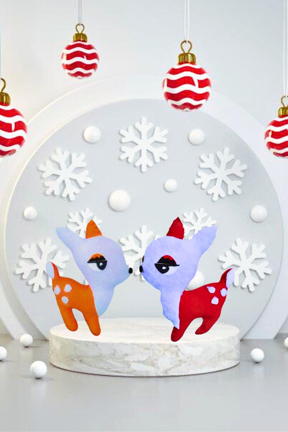 DIY Felt Deer Sewing Pattern - Mini Christmas Rag Doll Ornament - Digital Holiday Craft Tutorial