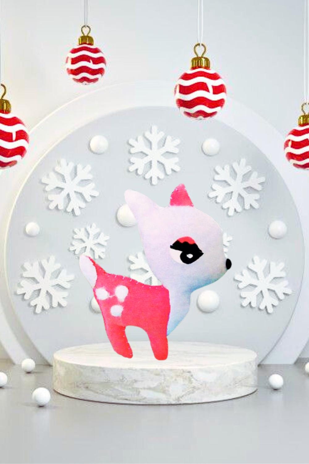 DIY Felt Deer Sewing Pattern - Mini Christmas Rag Doll Ornament - Digital Holiday Craft Tutorial
