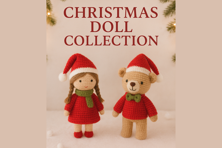 Christmas crochet doll patterns and handmade holiday toys by AMDollStudio