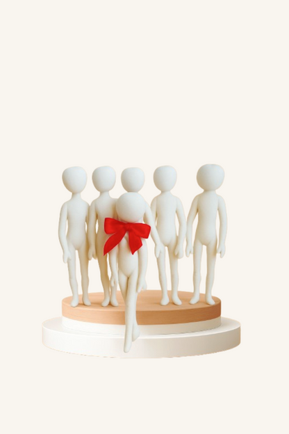 Set of 6 muslin doll bodies neatly packed together, ready for shipping.