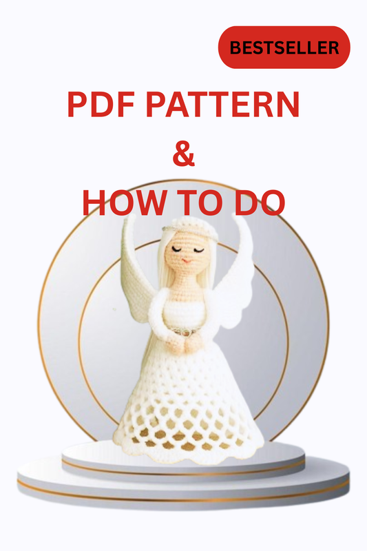 Crochet angel ornament pattern – handmade white Christmas angel decoration with wings, 4.33 inch crochet doll, PDF crochet pattern for beginners
