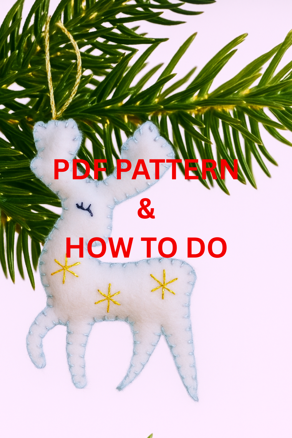 DIY felt reindeer ornament pattern for handmade Christmas decorations