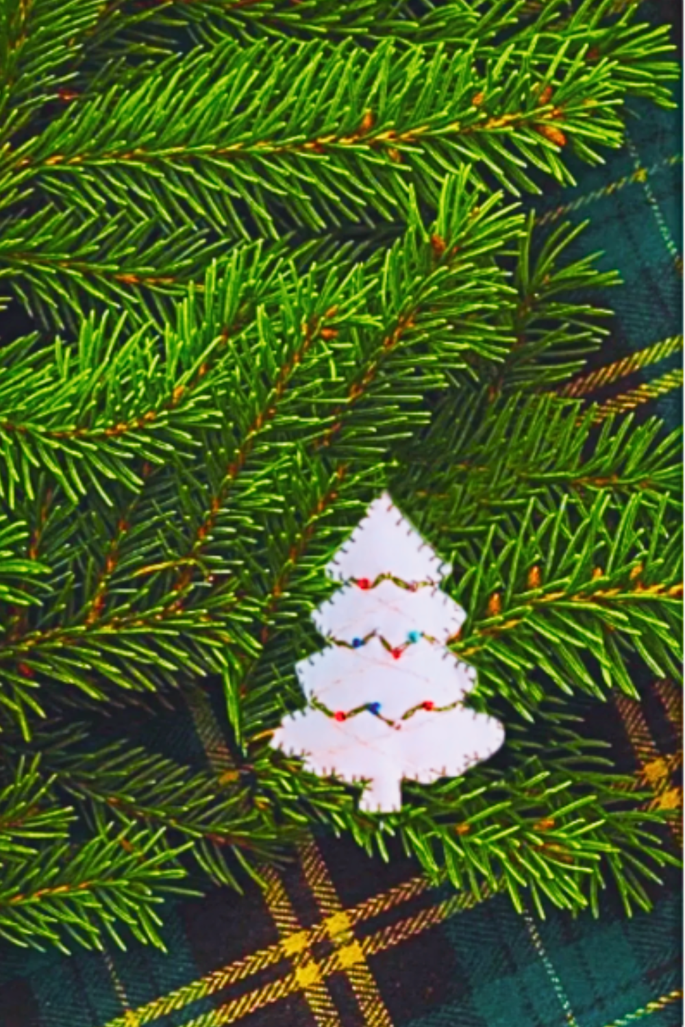 Adorable handmade felt Christmas tree with embroidered beads