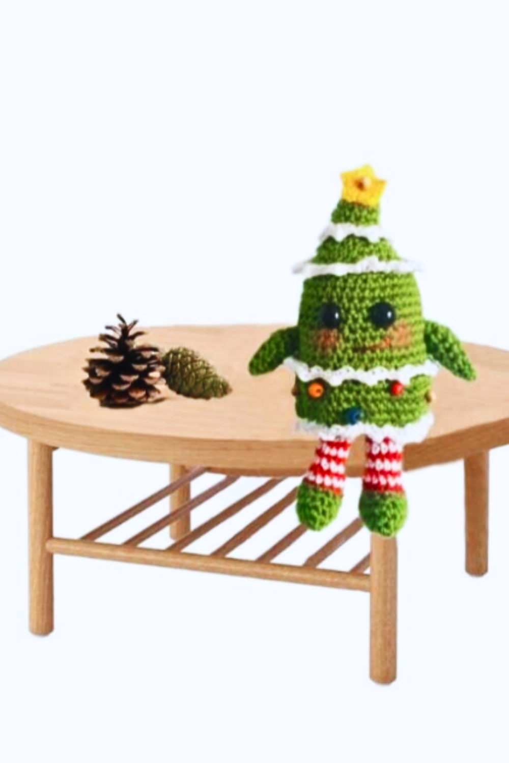 5.7-inch crochet Christmas tree doll ornament pattern, handmade holiday DIY craft decoration