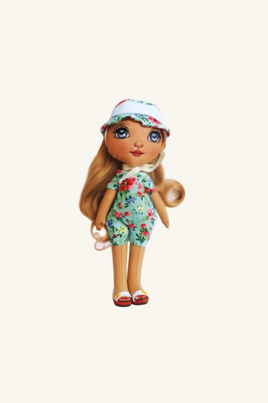 OOAK Poseable Rag Doll – Handmade Tilda Textile Doll with Hand-Painted Face (8 in / 20 cm)