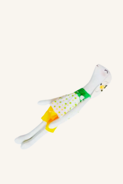 Handmade Stuffed Bunny Doll – 17.7" Personalized Tilda-Style Rag Doll with Hand Embroidered Details