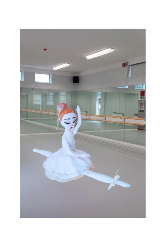 textile ballerina doll with hand painted face