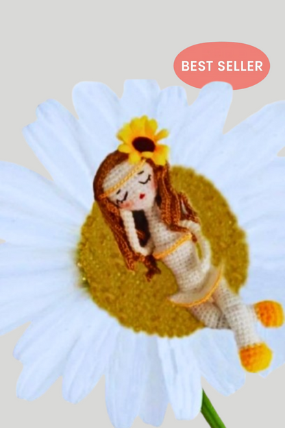 Charming Crochet Flower Doll Pattern – 7-Inch DIY Tutorial