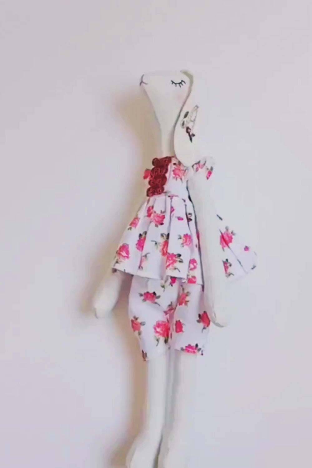 Custom bunny toy with letter A stitched on the front, perfect for baby gifts or nursery decor.